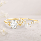 8x6mm Moissanite Ring with Moissanite Accents – 925 Sterling Silver White Gold Plated Women’s Ring US 3.5