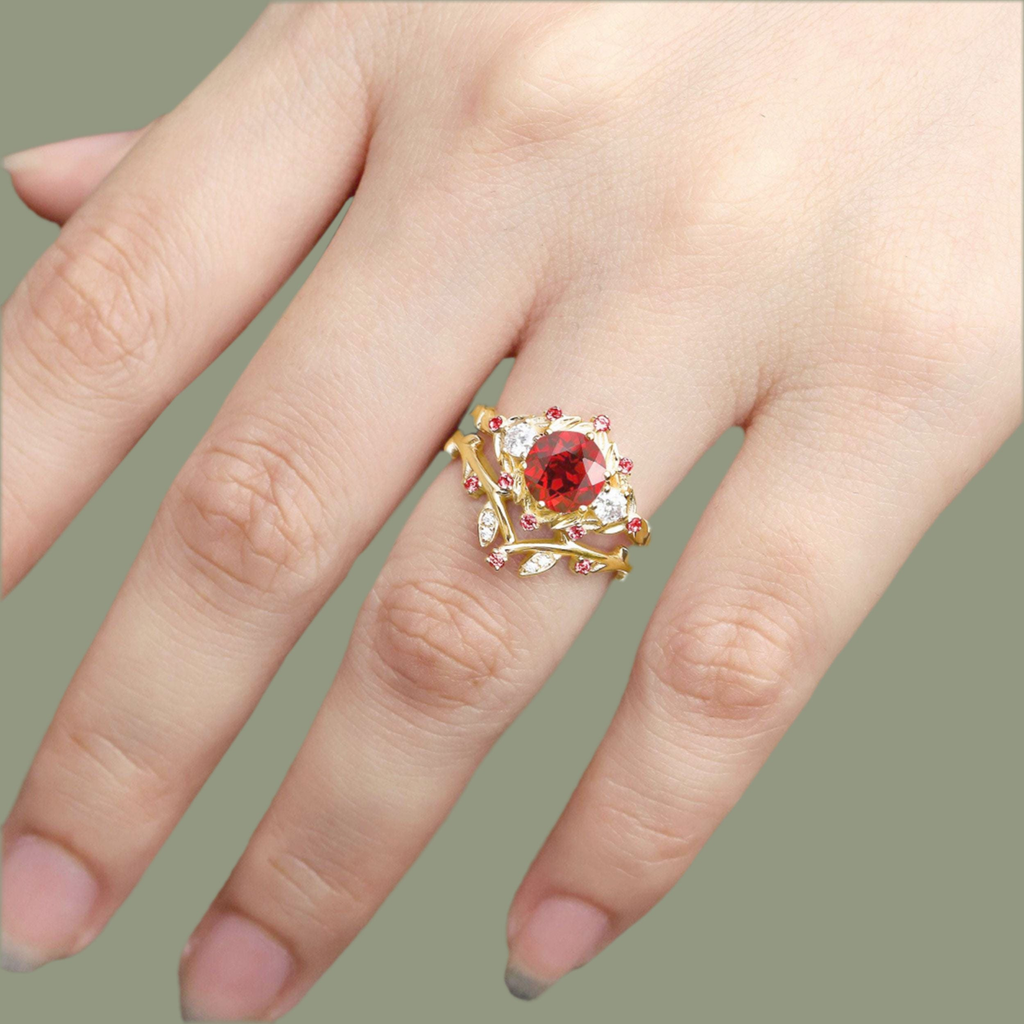 Lab Grown Ruby Ring with Diamond Accents in White Gold Plated Sterling Silver