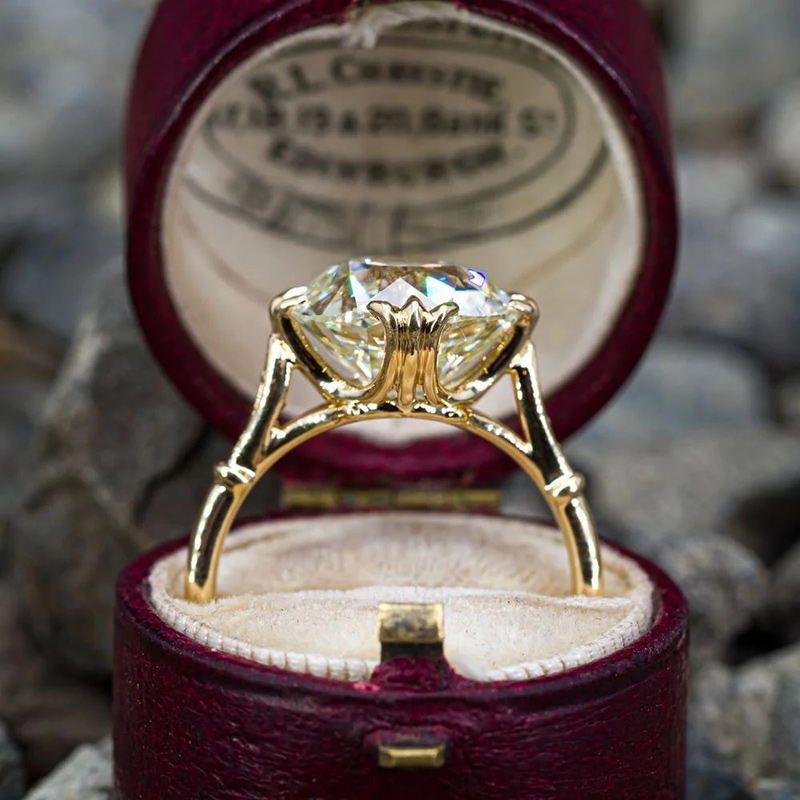 11mm White Stone Ring – 925 Silver Gold Plated Minimalist Women’s Ring US 8