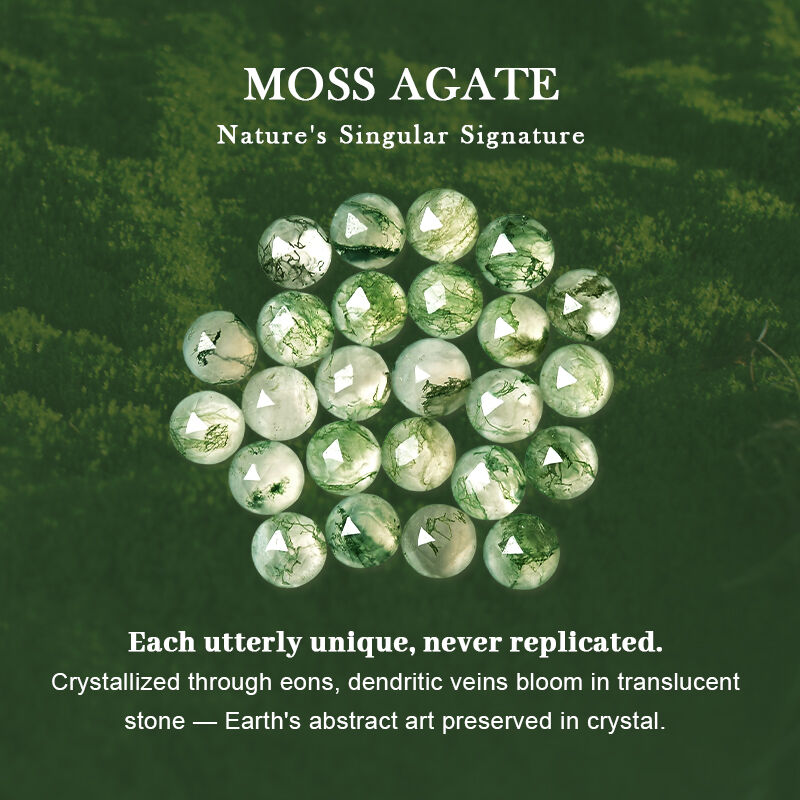 7mm Moss Agate Ring – Black Plated 925 Silver Men’s & Unisex Ring US 7