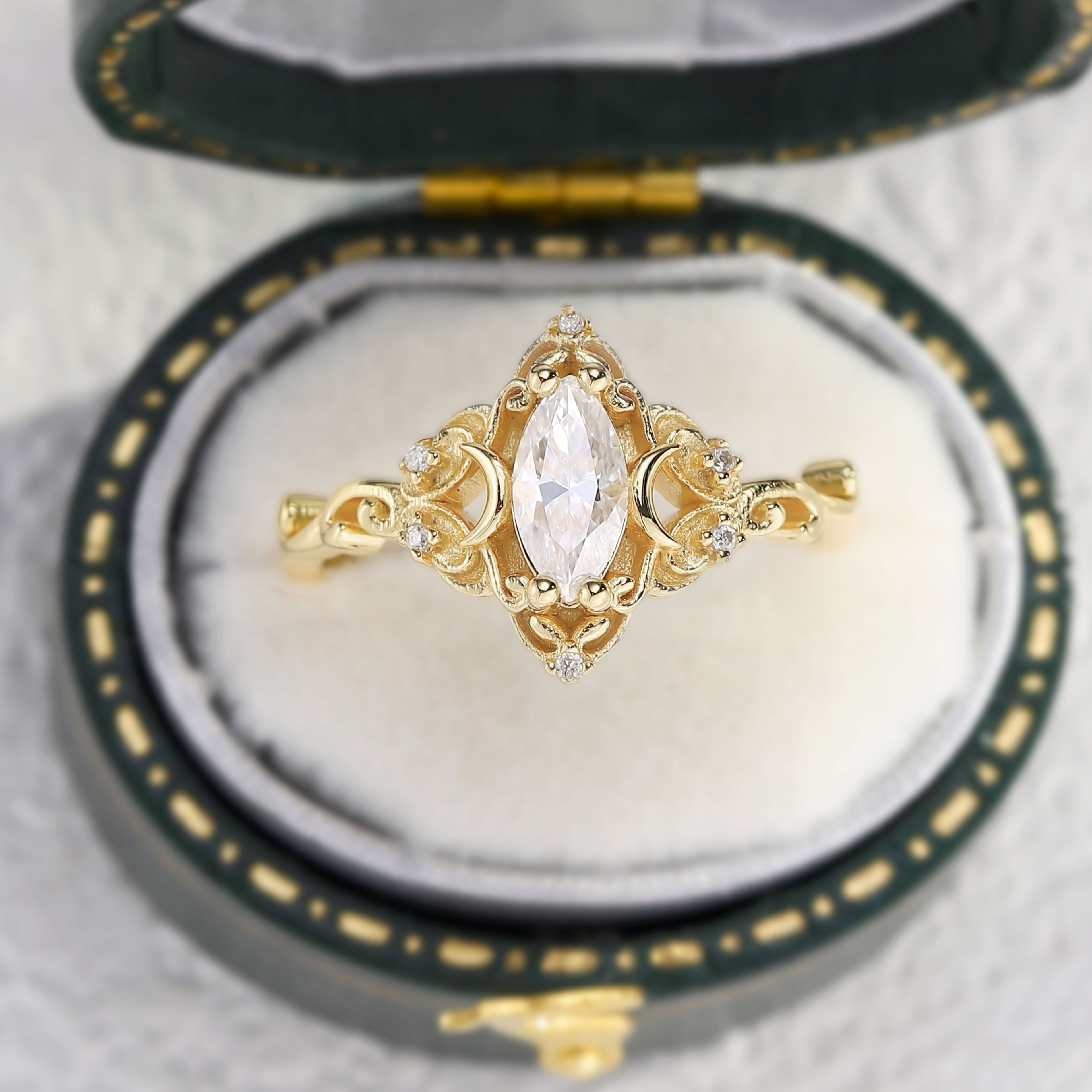 Moissanite Ring – Gold Plated Sterling Silver