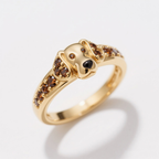 Gold-Plated Copper Ring with Round Brown Gemstone – US Size 5.5