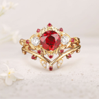 Lab Grown Ruby Ring with Diamond Accents in White Gold Plated Sterling Silver
