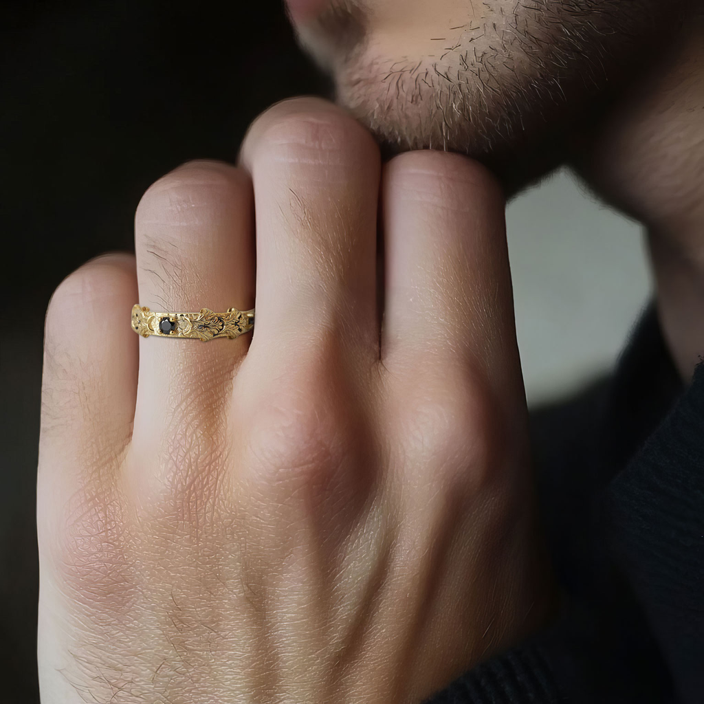 Minimal Black Onyx Ring in 14K Gold – 3mm Center Stone, Elegant Everyday Design