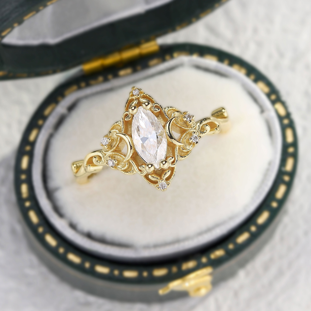 Moissanite Ring – Gold Plated Sterling Silver