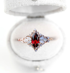 Ruby & Marquise Moissanite Accent Ring in 14K Gold Vermeil – 8×4mm Center Stone