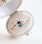 6×4mm Gemstone Ring with Round Moissanite Accents – Platinum-Plated 925 Sterling Silver