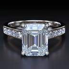 9×7mm White Zircon Halo Ring with Matching Accents – Platinum-Plated 925 Sterling Silver