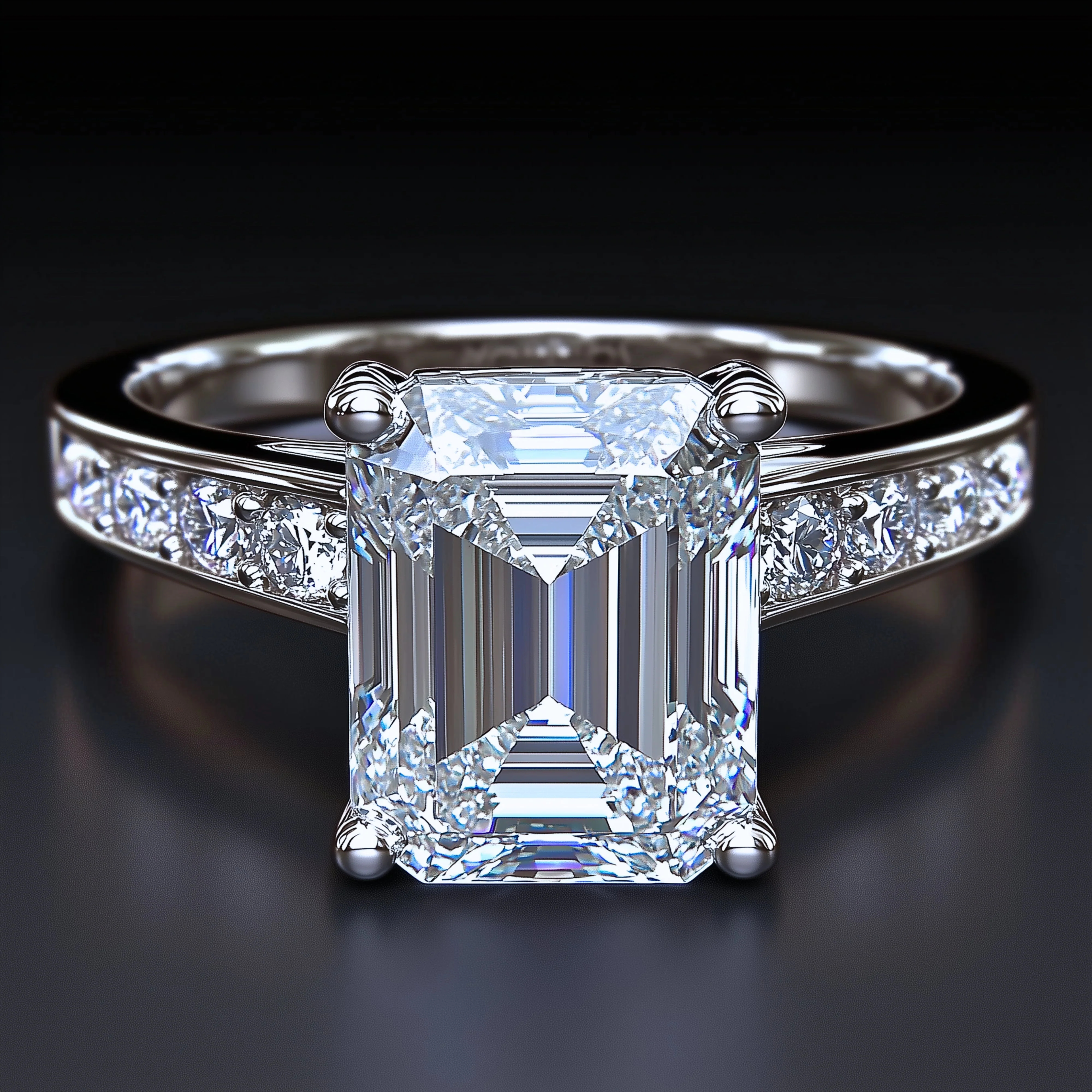 9×7mm White Zircon Halo Ring with Matching Accents – Platinum-Plated 925 Sterling Silver