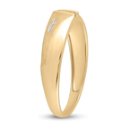 Two-Tone Brushed Sterling Silver Ring with White Stone – Minimalist Modern Design