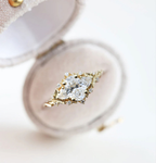 7×5mm Moissanite Ring with Marquise & Round Accents – 14K Gold-Plated Sterling Silver