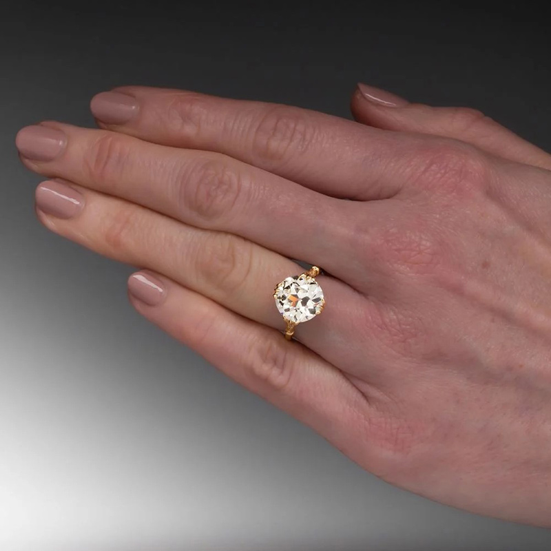 11mm White Stone Ring – 925 Silver Gold Plated Minimalist Women’s Ring US 8