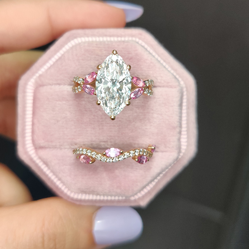 Rose Gold Plated Marquise Cut Statement Ring – 925 Sterling Silver