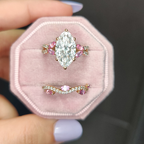 Rose Gold Plated Marquise Cut Statement Ring – 925 Sterling Silver