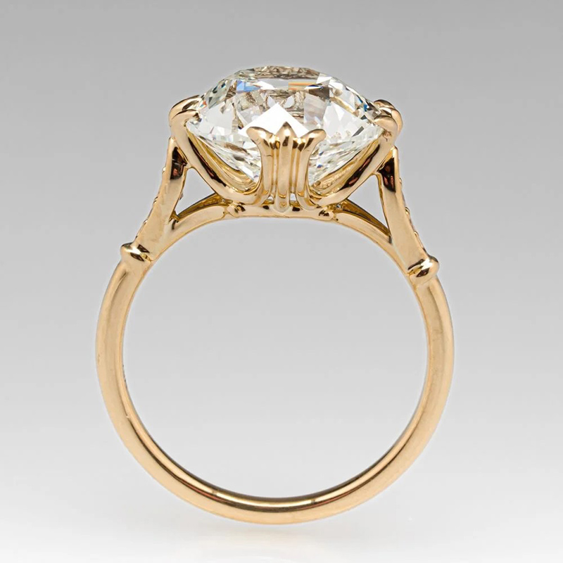 11mm White Stone Ring – 925 Silver Gold Plated Minimalist Women’s Ring US 8