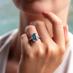 Gold Plated 925 Sterling Silver Ring with 9x7mm Synthetic Spinel – Elegant Women’s Statement Ring