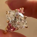 Rose Gold Sterling Silver Ring with Ice-Cut White Marquise Stone – Elegant Accent Design