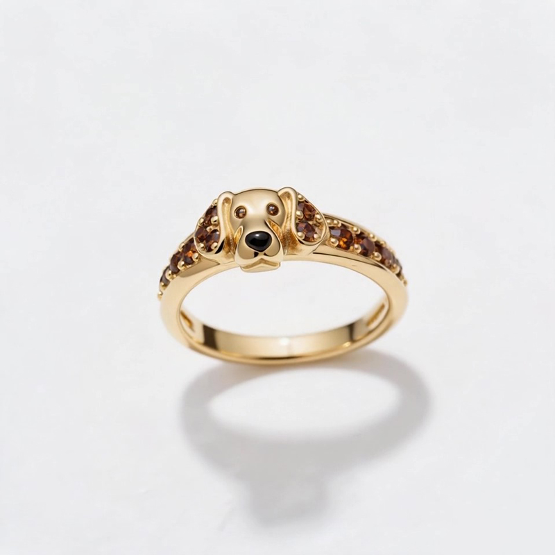 Gold-Plated Copper Ring with Round Brown Gemstone – US Size 5.5