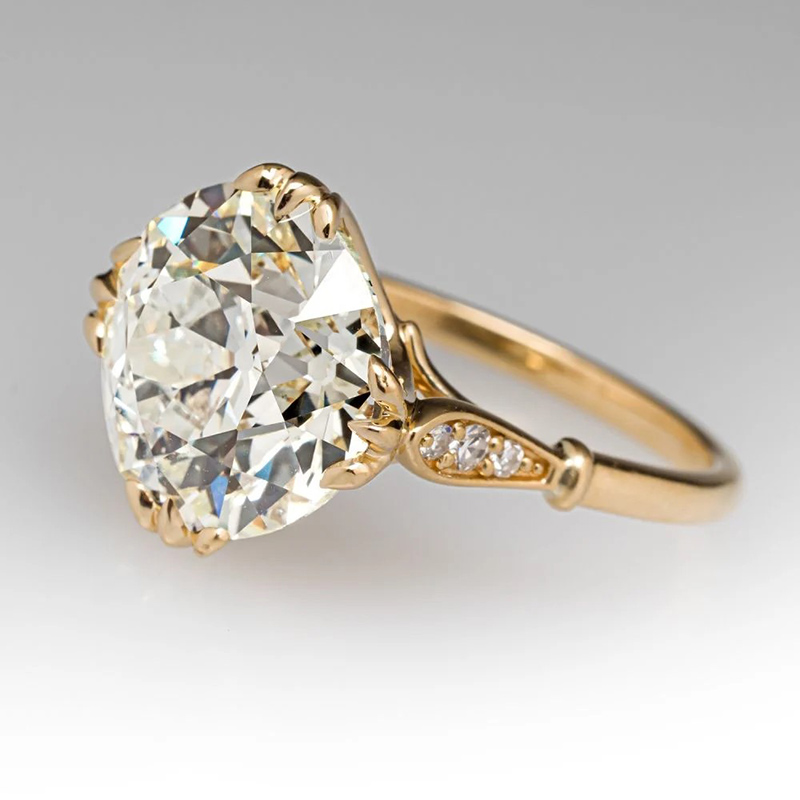 11mm White Stone Ring – 925 Silver Gold Plated Minimalist Women’s Ring US 8