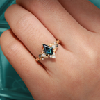 White Gold Plated 925 Sterling Silver Ring with 9x6mm Paraiba Tourmaline & Moissanite Accent Stones – Elegant Women’s Jewelry