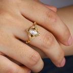 Moissanite Ring – Gold Plated Sterling Silver