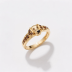 Gold-Plated Copper Ring with Round Brown Gemstone – US Size 5.5