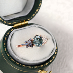 Star-Cut Green-Blue Sapphire Ring with Moissanite Accents in 14K Gold Vermeil – 6.5mm Center Stone
