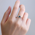 Star-Cut Green-Blue Sapphire Ring with Moissanite Accents in 14K Gold Vermeil – 6.5mm Center Stone