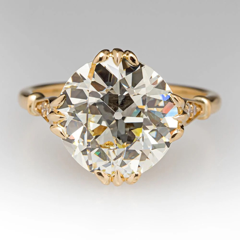 11mm White Stone Ring – 925 Silver Gold Plated Minimalist Women’s Ring US 8