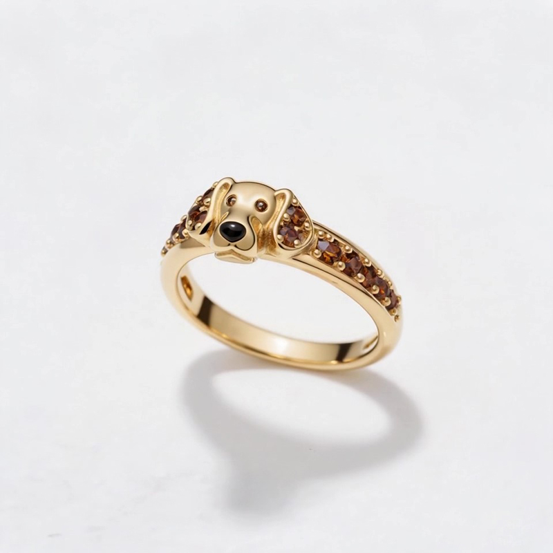 Gold-Plated Copper Ring with Round Brown Gemstone – US Size 5.5